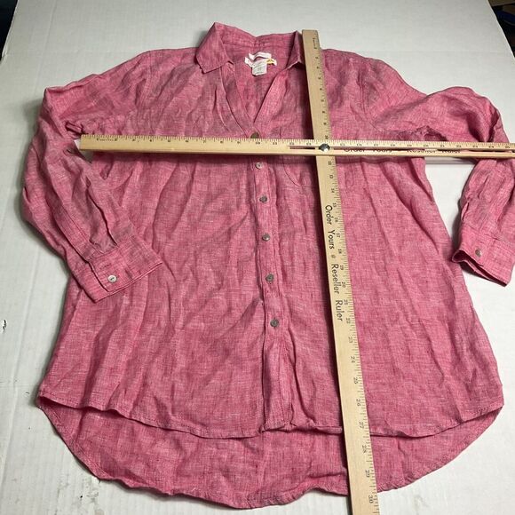 C&C California Linen Button Down Shirt Pink Long Sleeve Boyfriend Fit Top SMALL - Picture 6 of 10